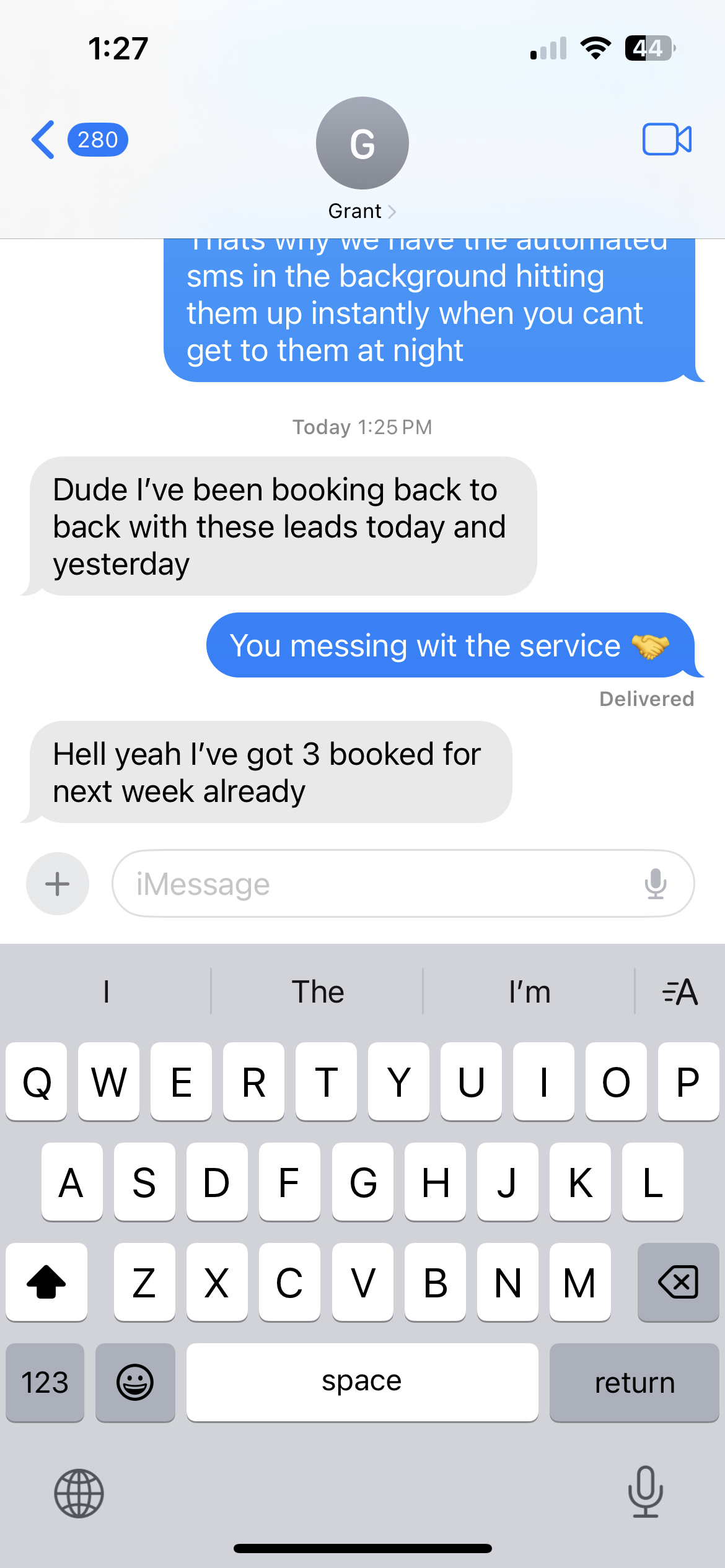 Client booking back-to-back jobs after new leads
