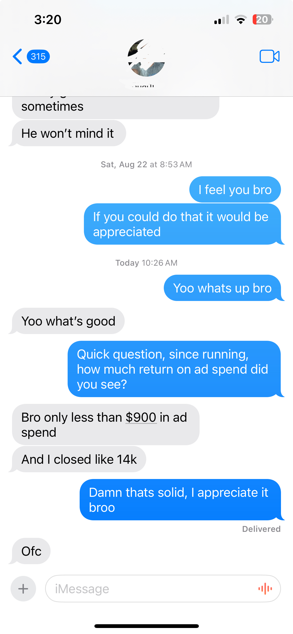 Client confirming $14k in closed jobs on less than $900 ad spend